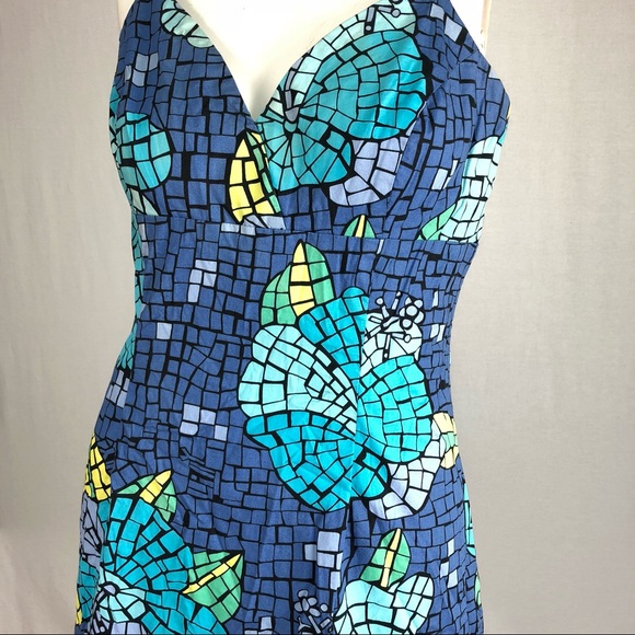Lilly Pulitzer mosaic floral blue sundress 10 - Picture 3 of 8